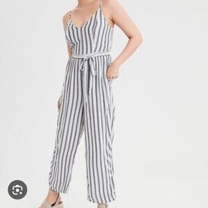 American eagle striped jumpsuit small